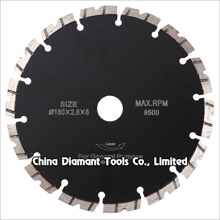 7 inches 180mm laser welded diamond dry cutter for general purpose cutting
