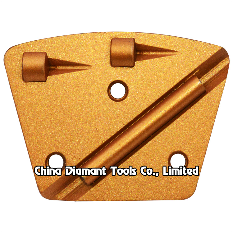 Trapezoid PCD TCT grinding shoe concrete floor grinding pad - 2pcs 1/4 round PCD & 1pc TCT bar