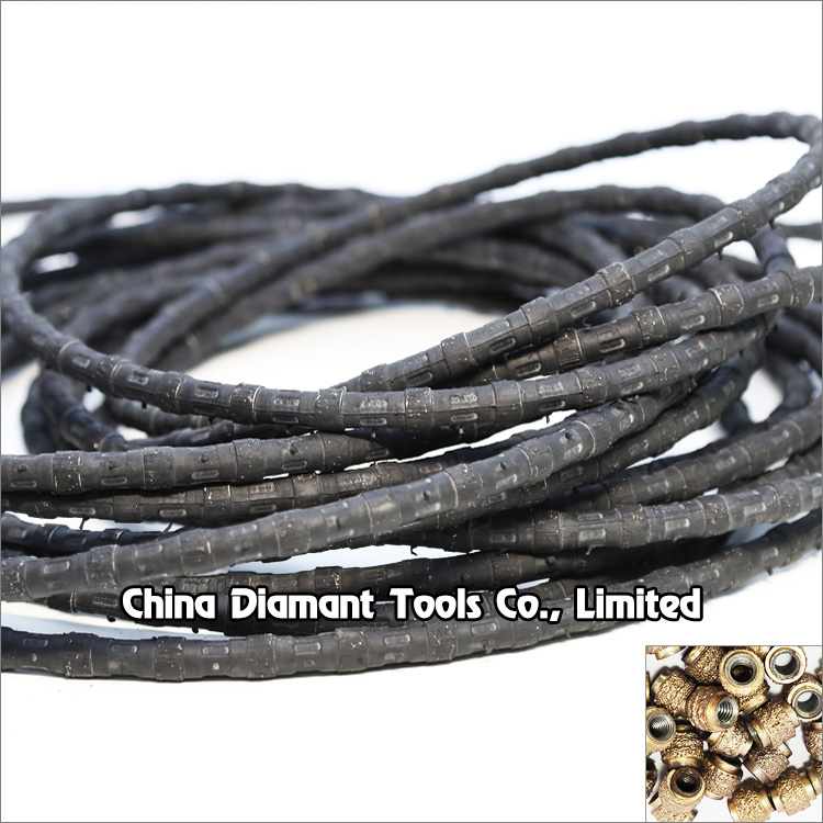 Diamond wire saw for steel metal structure concrete cutting with vacuum brazed diamond beads