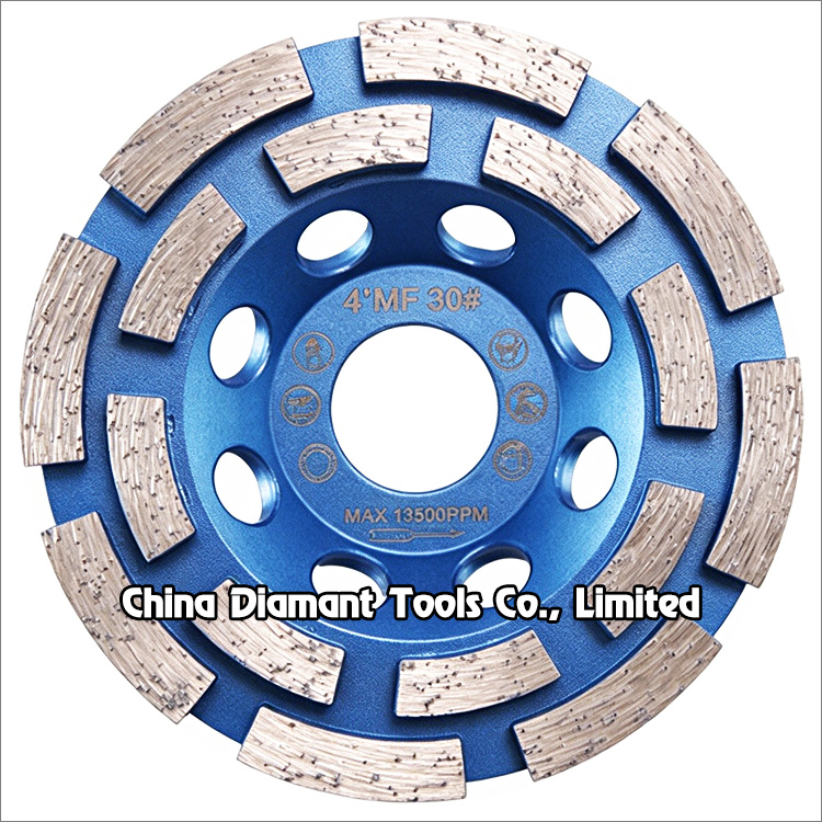 4 inches 100mm diamond grinding cup wheel for concrete double rows grit 30 medium bond 16pcs segments