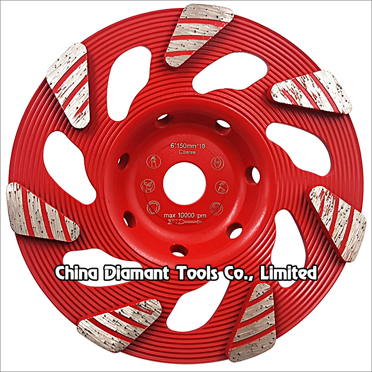 6 inches 150mm diamond grinding cup wheel for concrete grit 30 raindrop shape segments