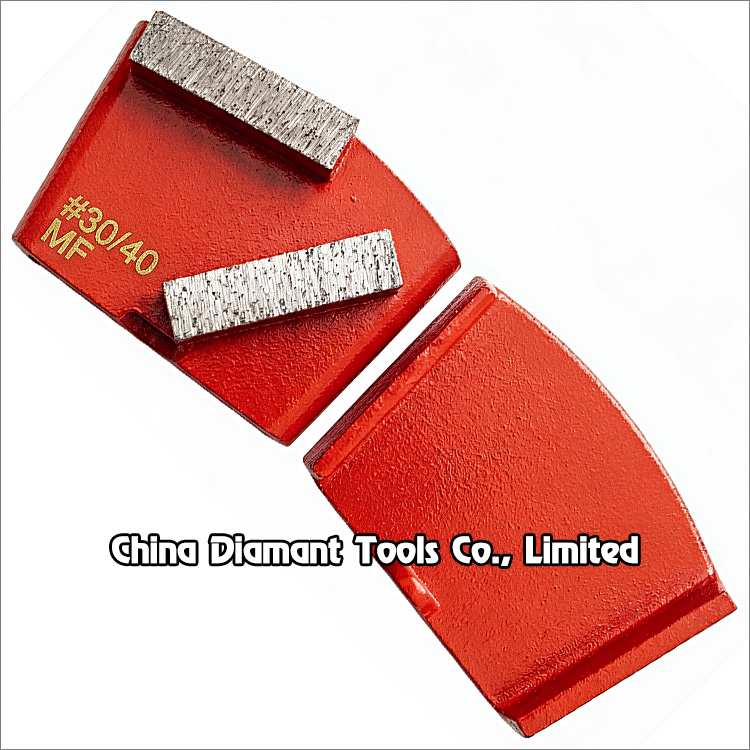 Diamond grinding shoe for EZ change plate of HTC floor grinders 2 bar shape segments medium bond grit 30/40