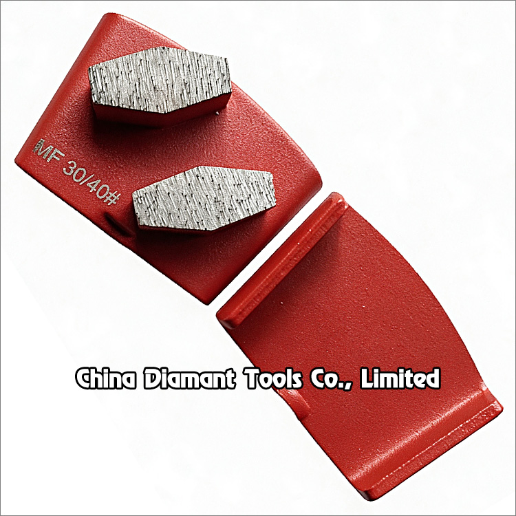 Diamond grinding shoe for EZ change plate of HTC floor grinders 2 prismatic segments medium bond grit 30/40