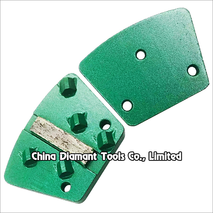 Trapezoid PCD diamond grinding shoe concrete floor polishing pad - 5pcs 1/4 round PCD & 1 bar shape segment