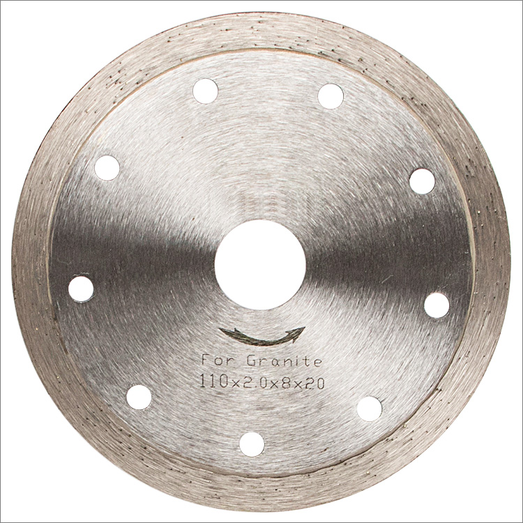 110mm continuous rim granite dry cutting diamond saw blade 8mm height segments