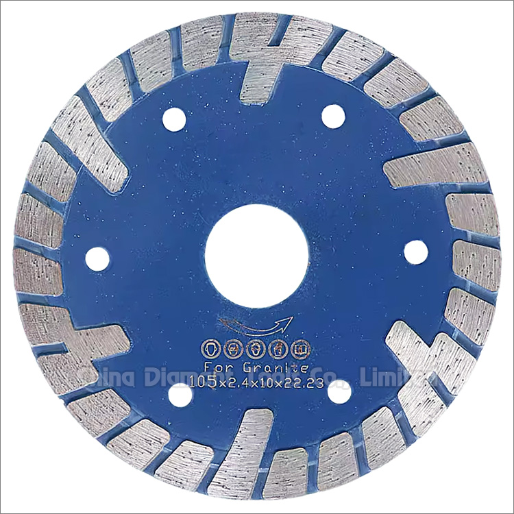 4 inches 105mm granite dry cutting diamond saw blade wide turbo rim with protective teeth
