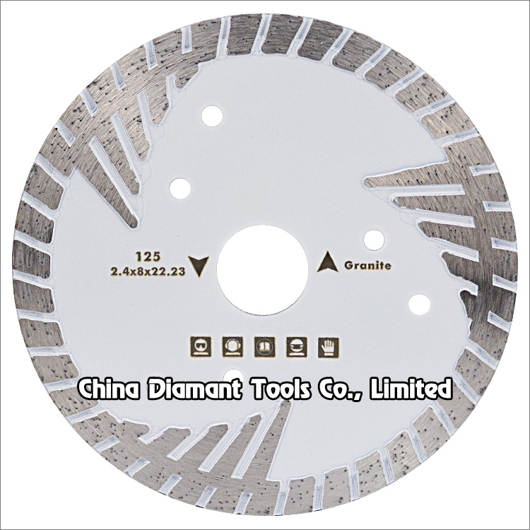 5 inches 125mm granite dry cutting diamond saw blade wide turbo rim protective teeth