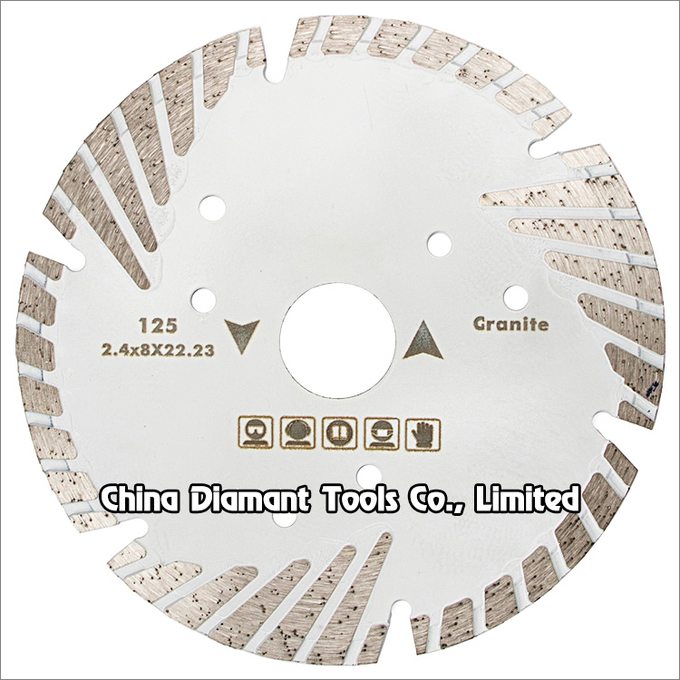 5 inches 125mm dry cutting diamond saw blade wide turbo segments with protective teeth