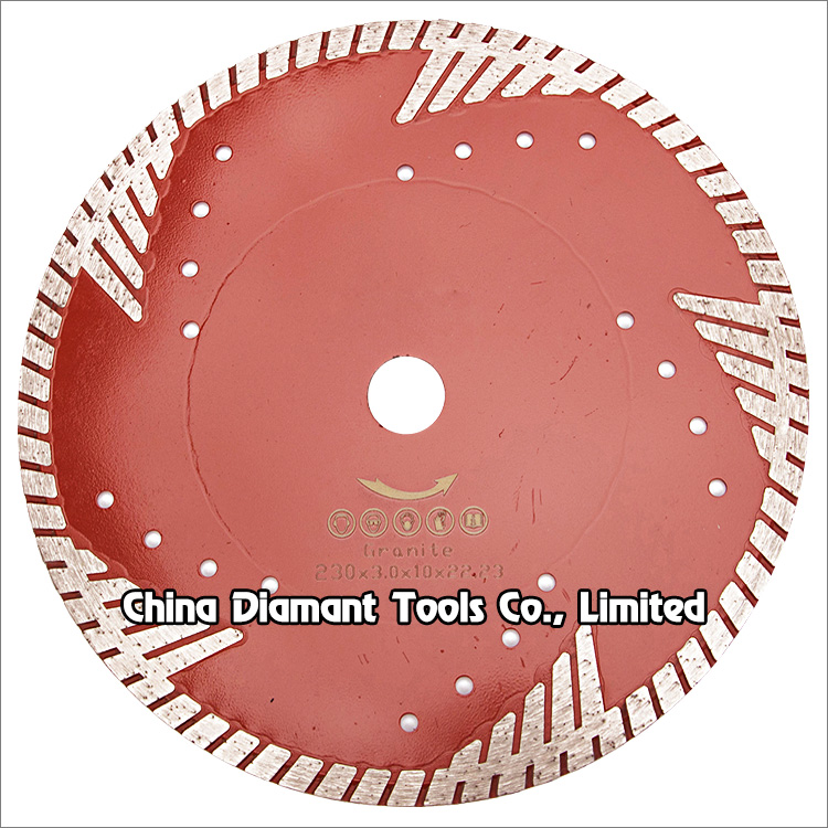9 inches 230mm granite dry cutting diamond saw blade wide turbo rim protective teeth