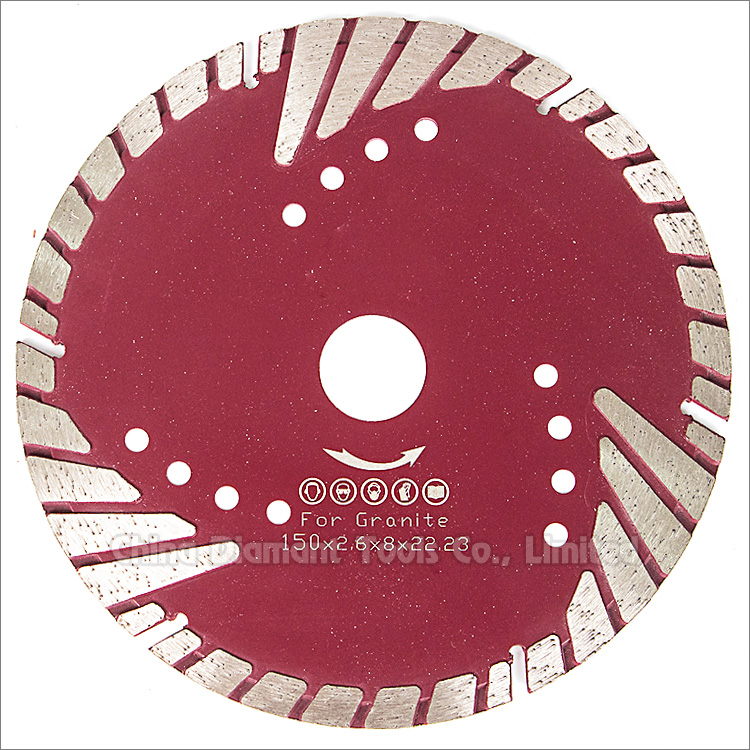 6 inches 150mm wide turbo dry cutting diamond saw blade with protective teeth