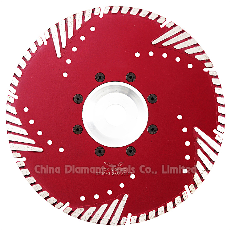 9 inches 230mm wide turbo rim diamond dry cutter with protective teeth and flange