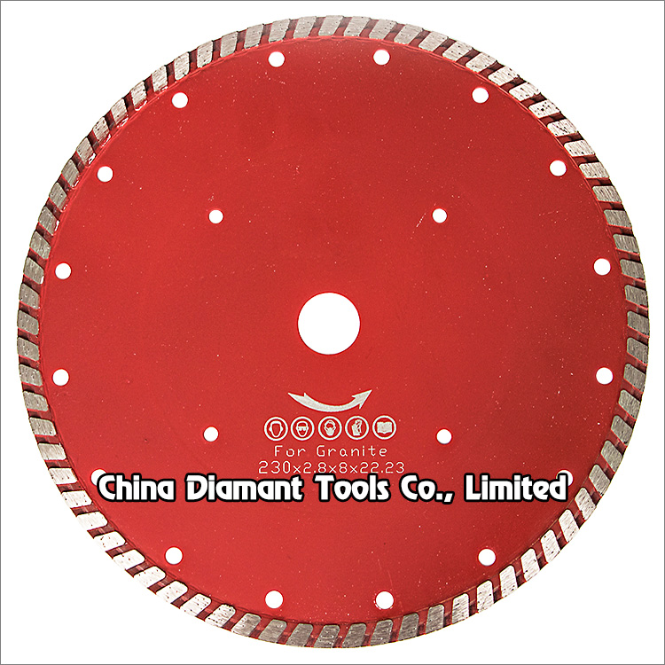 9 inches 230mm wide turbo rim granite dry cutting diamond saw blade