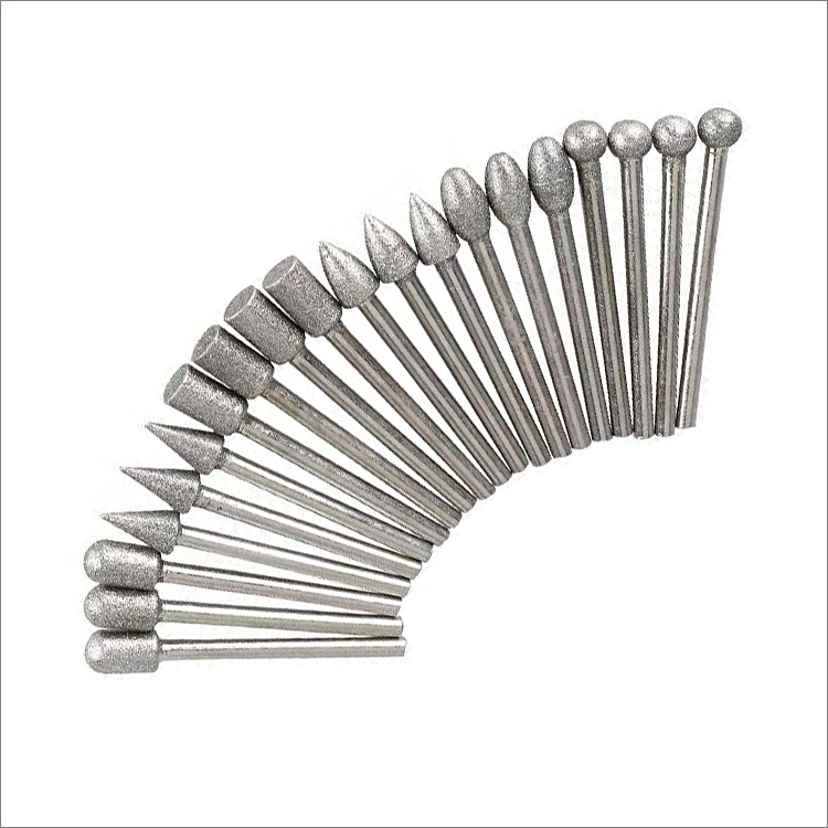 20pcs set small electroplated diamond grinding heads carving bits for stone jade jewelry glass metal