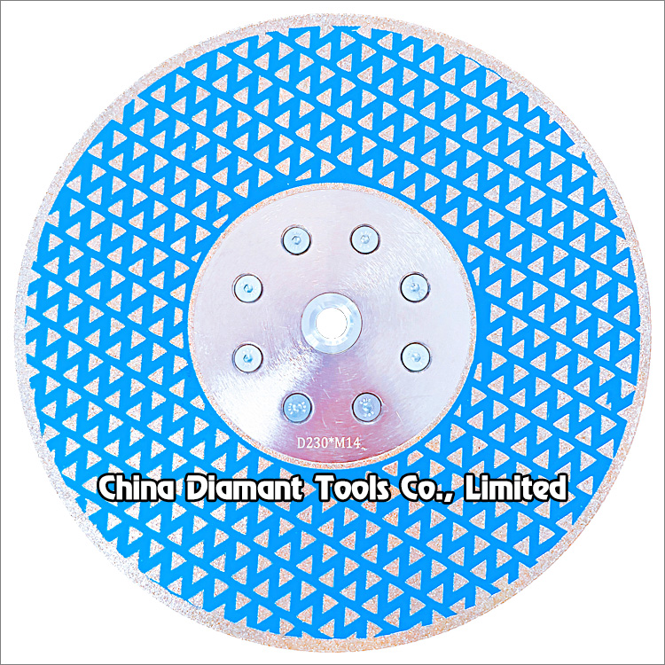 9 inches 230mm electroplated diamond saw blade cutting grinding disc with flange