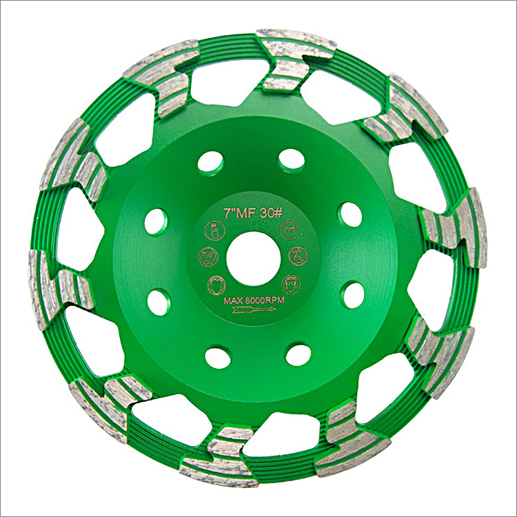 Diamond grinding cup wheels for concrete 7 shape segments