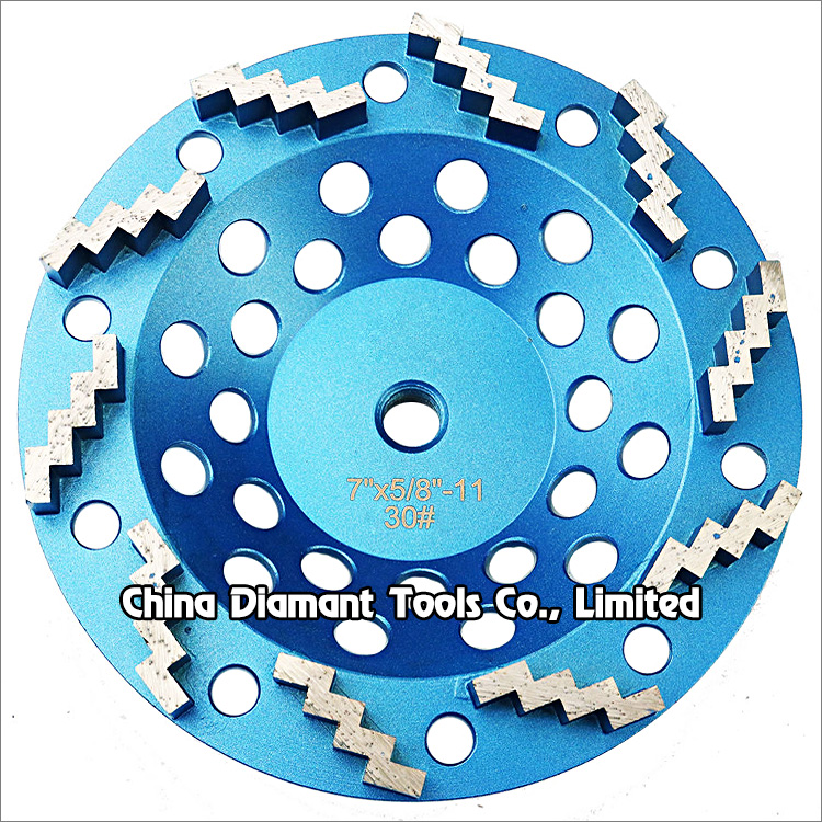 7 inches 180mm diamond grinding cup wheel for concrete 10pcs double Z shape segments grit 30