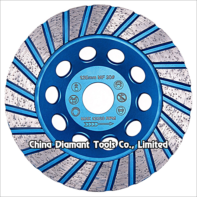 5 inches 125mm straight turbo rim diamond grinding cup wheel for granite stone grit 30 medium bond