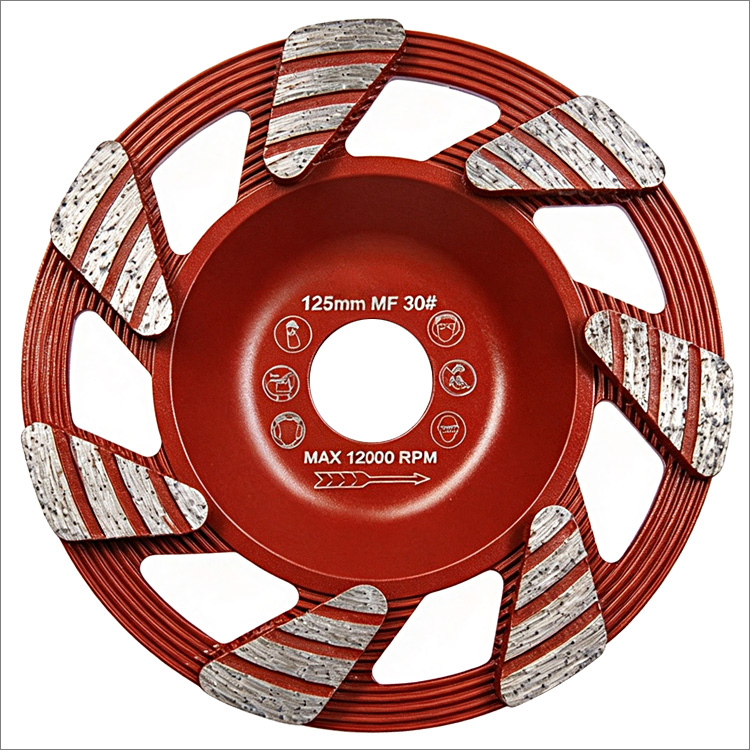 5 inches 125mm medium bond grit 30 diamond grinding cup wheel for concrete raindrop shape segments