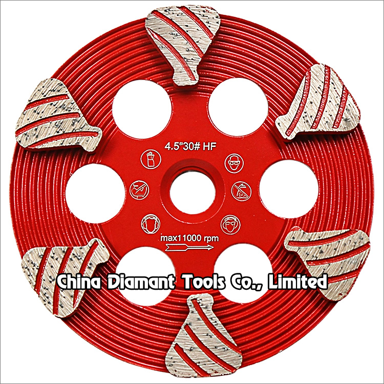 4.5 inches 115mm diamond grinding cup wheel for concrete grit 30 hard bond fan shape segments