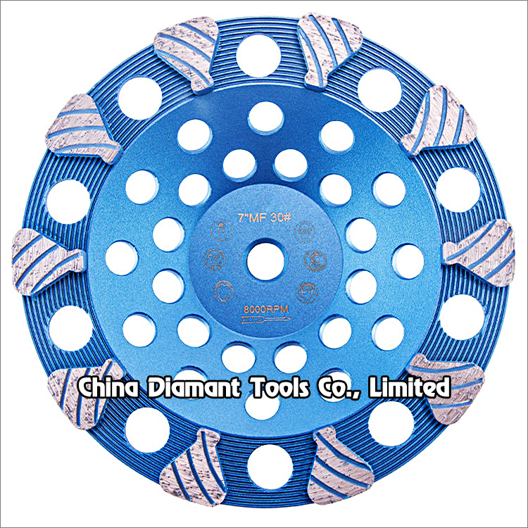 7 inches 180mm diamond grinding cup wheel for concrete grit 30 medium bond