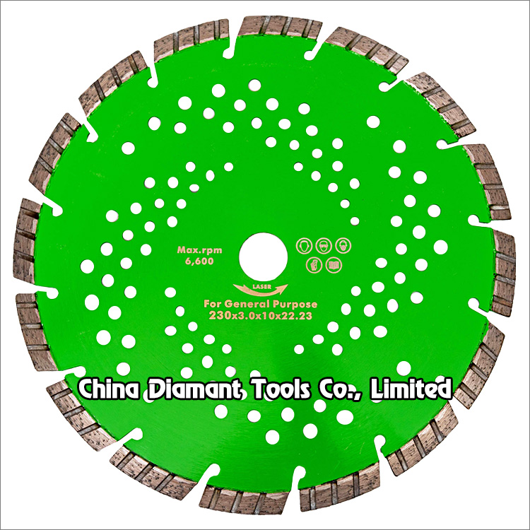 9 inches 230mm laser welded diamond dry cutters for general purpose cutting
