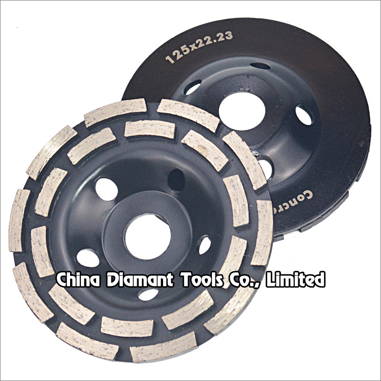 5 inches 125mm double rows diamond grinding cup wheels for concrete